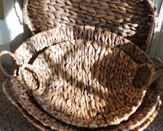 woven grass baskets.