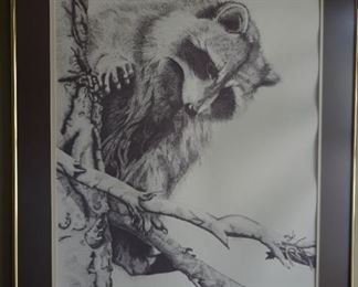 Photo print of an original pencil drawing of a raccoon. Perfect for the cabin