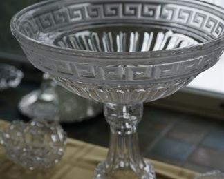 Large 21" pattern compote center bowl on stand. Early 1900's