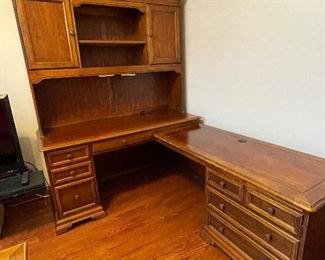 3 piece L-shaped desk,  Right side desk - 56" x 24" x 27"H; Left side desk w/ hutch(removable), 62" x 26"D x 30.5"H ( 80"H with hutch), was $445, NOW $245