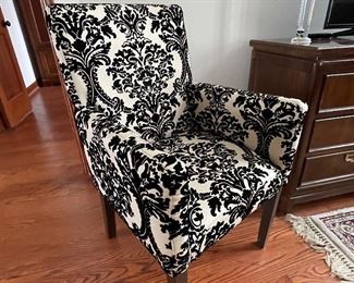 Black/white accent arm chair, 38"H x 25"D x 24'W,  $235