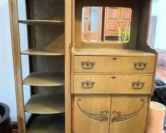 Antique cabinet (door glass missing), 70"H x 44.5"W x 17"D,  was $325, NOW $245
