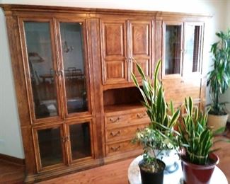 3 piece Walnut wood cabinet unit, 84"H x 114"W x 18"D,  $2500, 