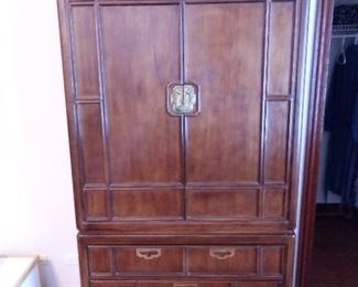 Thomasville "Mystique" bedroom armoire with shelving, $695