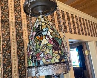 Stained Glass Hanging Light.... RARE!