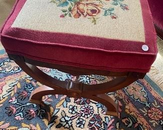 Another beautiful needlepoint stool.  Look at that rug!