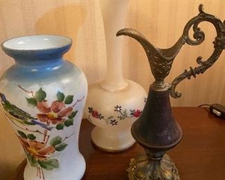 Hand-painted vases and unusual small Ewer!