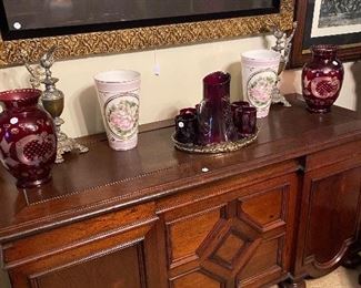 Bohemian vases, antique hand-painted vases and Ewers!