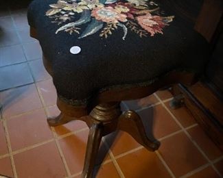 Black needlepoint piano stool!