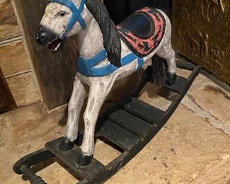 Small painted wooden rocking horse!
