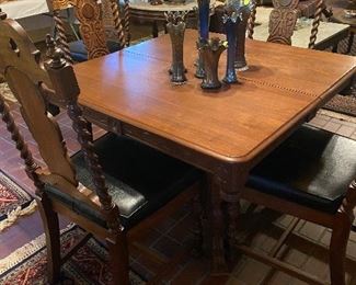 Great walnut square table with Carved chairs!