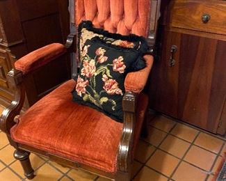Walnut velvet chair... mint condition!