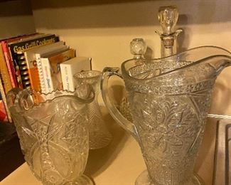 Vintage crystal pitchers!