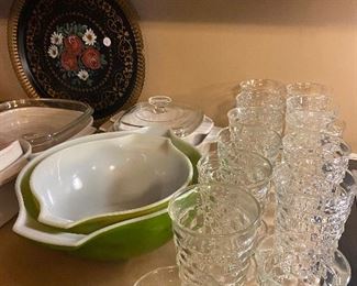 Vintage mixing bowls and Fostoria glasses!