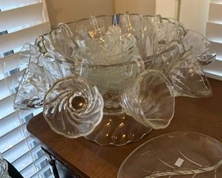 swirl glass punch bowl