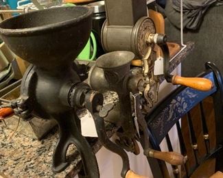 large variety of vintage grinders