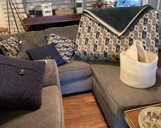 sofa, loveseat, throw pillows