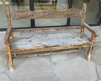 Rustic wood bench