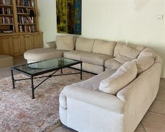 Rectangular coffee table has a gold snake on the crossbars. One of a kind!!