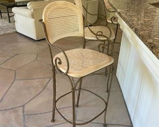 Creamish white cane bar stools (5)