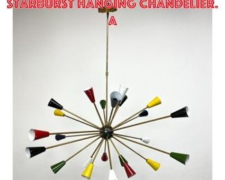 Lot 1204 STILNOVO Brass Sputnik Starburst Hanging Chandelier. A