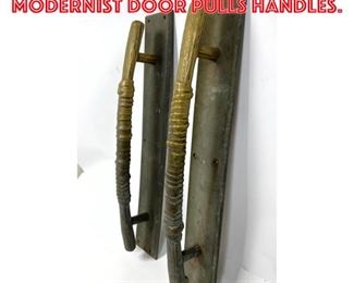 Lot 1213 Pair Large Heavy Bronze Modernist Door Pulls Handles. 