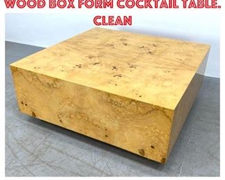 Lot 1215 MILO BAUGHMAN Burl Wood Box form Cocktail Table. Clean 