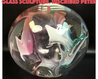 Lot 1241 Large Peter Bramhall glass sculpture. Inscribed Peter B
