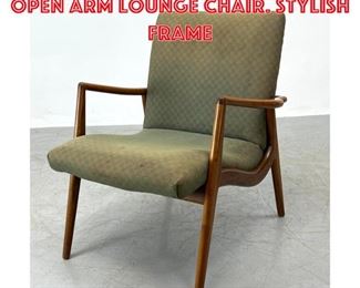 Lot 1245 Midcentury walnut open arm lounge chair. Stylish frame