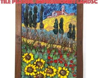 Lot 1246 Framed Glazed Ceramic Tile Plaque. Impressionist landsc