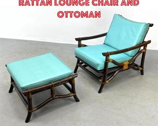 Lot 1251 John Wisner Ficks Reed rattan lounge chair and ottoman 