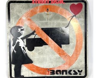 Lot 1272 Graffiti Art on Metal Street Sign. 