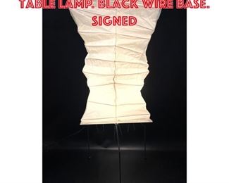 Lot 1275 ISAMU NOGUCHI Paper Table Lamp. Black Wire Base. Signed
