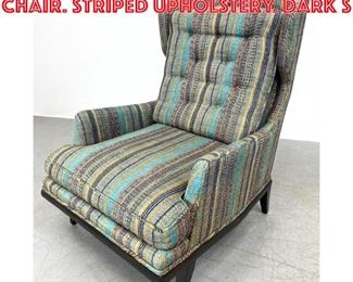 Lot 1281 Modernist Wing Lounge Chair. Striped upholstery. Dark s