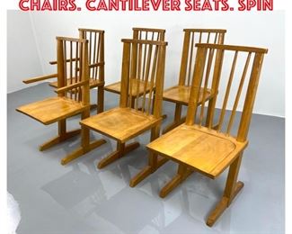 Lot 1302 6 Nakashima style Dining Chairs. Cantilever seats. Spin