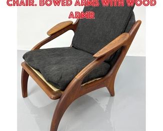Lot 1304 Adrian Pearsall Lounge Chair. Bowed Arms with wood armr