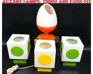Lot 1308 Collection of 4 Plastic Accent Lamps. Three are cube fo