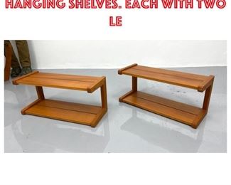 Lot 1317 Pr Danish Modern Wall Hanging Shelves. Each with two le