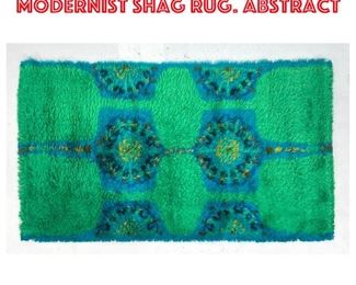 Lot 1325 3 x 5 3 Green Turquoise Modernist Shag Rug. Abstract