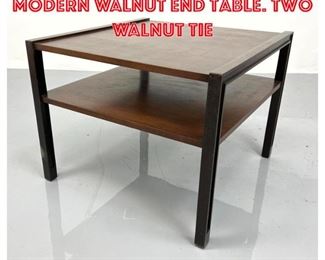 Lot 1327 DUNBAR American Modern Walnut End Table. Two walnut tie
