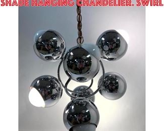 Lot 1340 70 s Modern Chrome Ball Shade Hanging Chandelier. Swirl