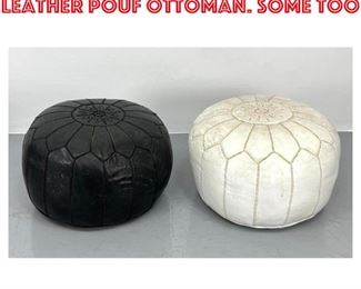 Lot 1345 Pr Black or White Pieced Leather Pouf Ottoman. Some too