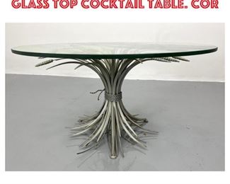 Lot 1357 Silver Finish Wheat Shaft Glass Top Cocktail Table. Cor