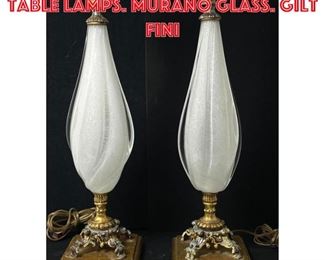 Lot 1359 Teardrop Art Glass Table Lamps. Murano glass. Gilt fini