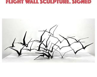 Lot 1371 C JERE 68 Metal Birds in Flight Wall Sculpture. Signed 