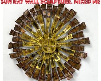 Lot 1370 Brutalist Torch welded Sun Ray Wall Sculpture. Mixed Me