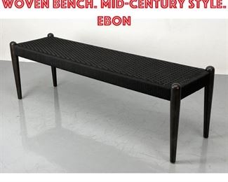 Lot 1380 Contemporary black woven bench. Midcentury style. Ebon