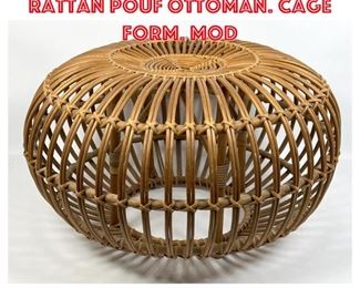 Lot 1381 FRANCO ALBINI Woven Rattan Pouf Ottoman. Cage form. Mod
