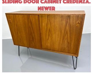 Lot 1386 Danish Modern Teak Sliding Door Cabinet Credenza. Newer