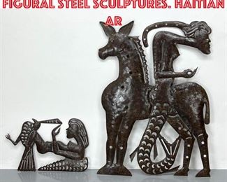 Lot 1393 2pc SERGE JOLIMEAU Figural Steel Sculptures. Haitian ar
